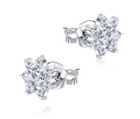 Colorful Flowers with CZ Stone Silver Ear Stud STS-5319